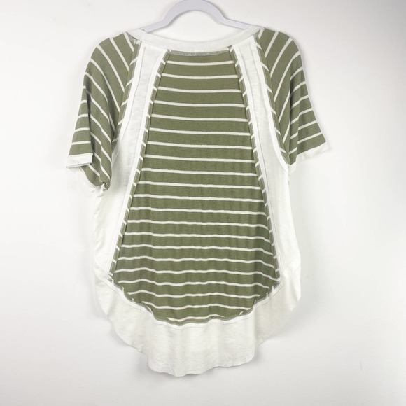 NEW Blu Heaven Striped Blouse Green Ivory Size Small - Picture 2 of 5